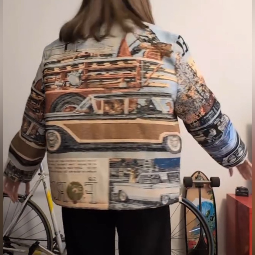 ZARA FORD © JACQUARD PUFFER JACKET LARGE - Picture 10 of 12